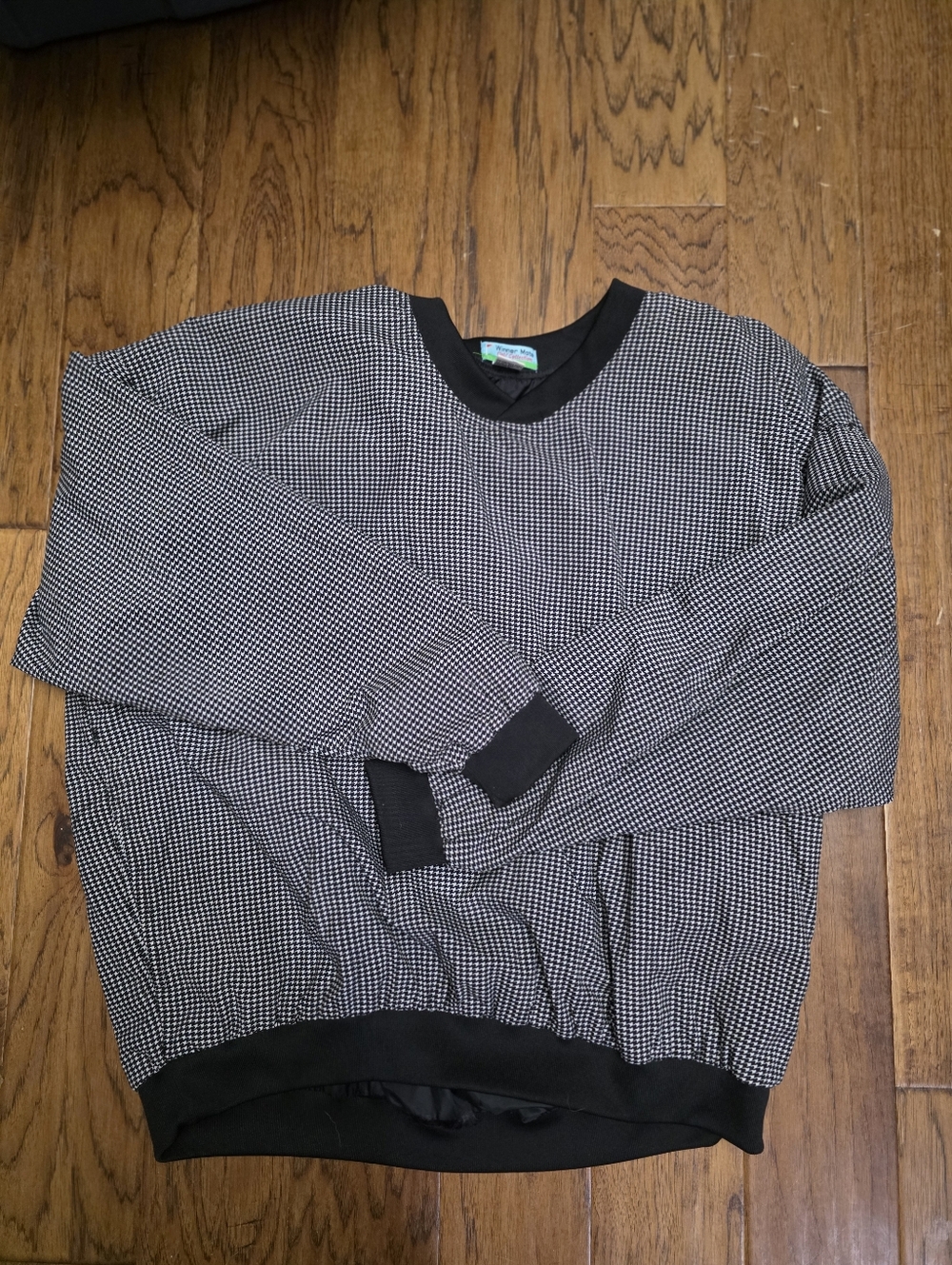Vintage Men's Black & White Patterned Golf Pullover sz XL